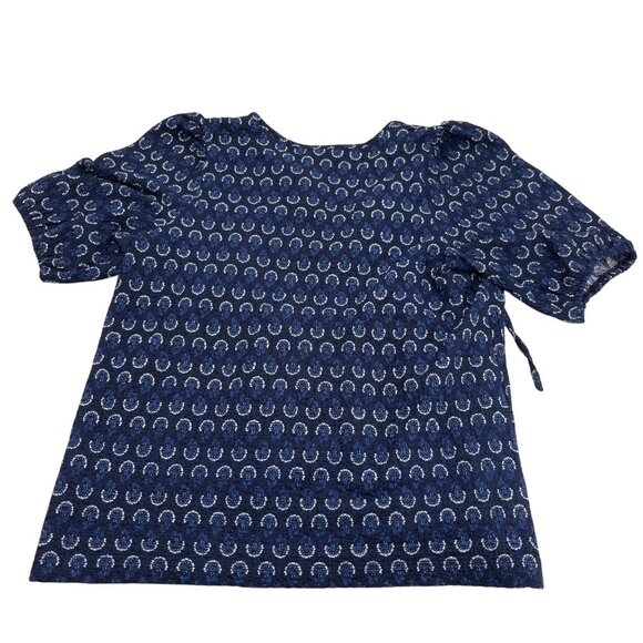 Loft Womens Navy Blue Short Sleeve Top Medium - Picture 5 of 6